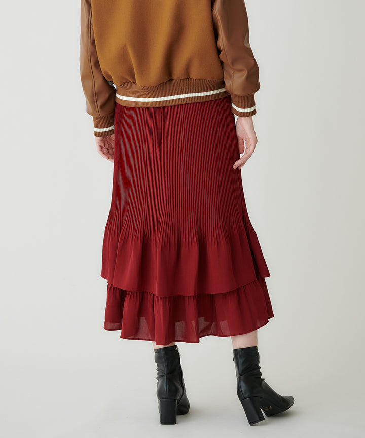 ジョーゼット細プリーツティアードスカート