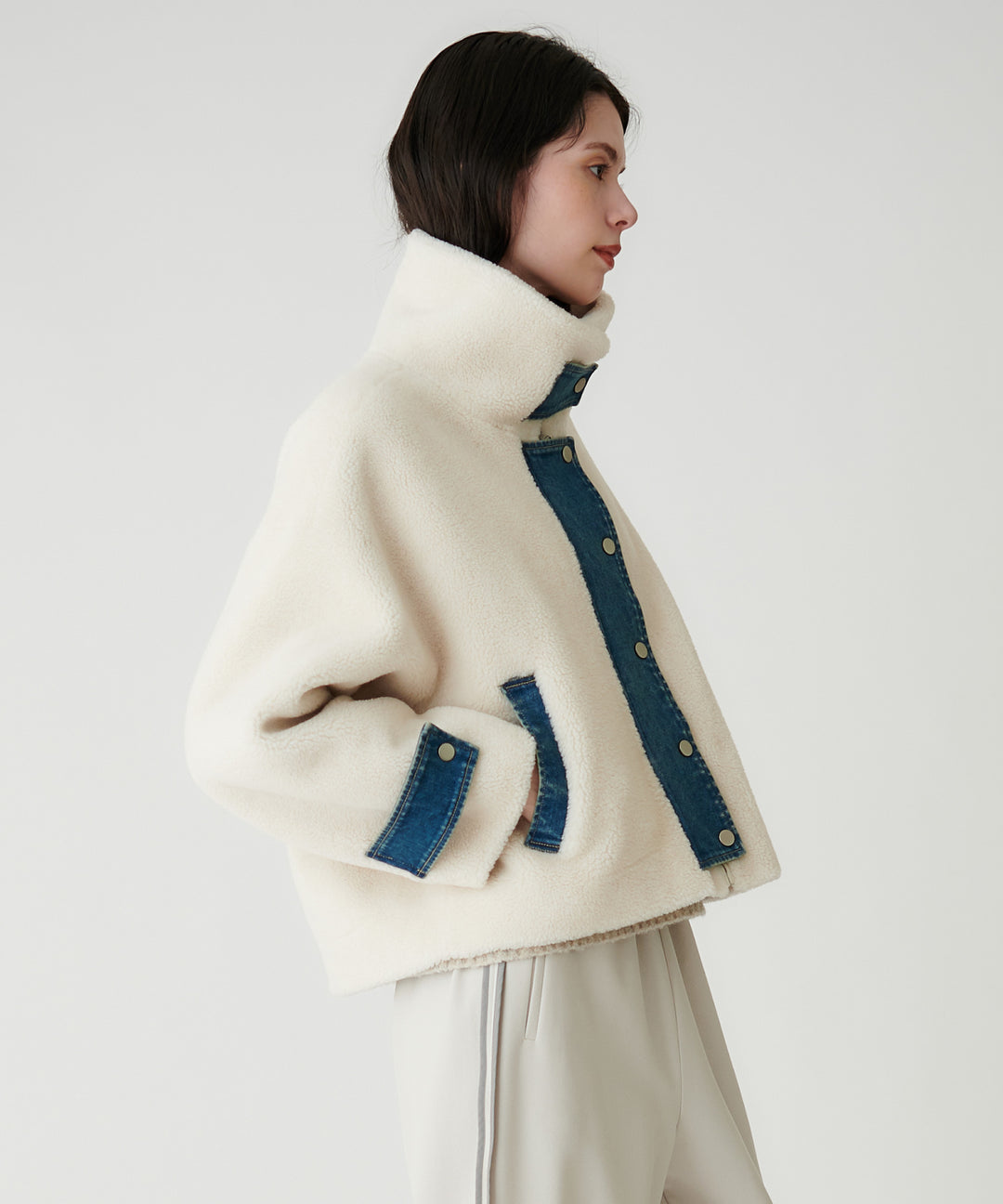 フェイクムートン×デニムドッキングブルゾン