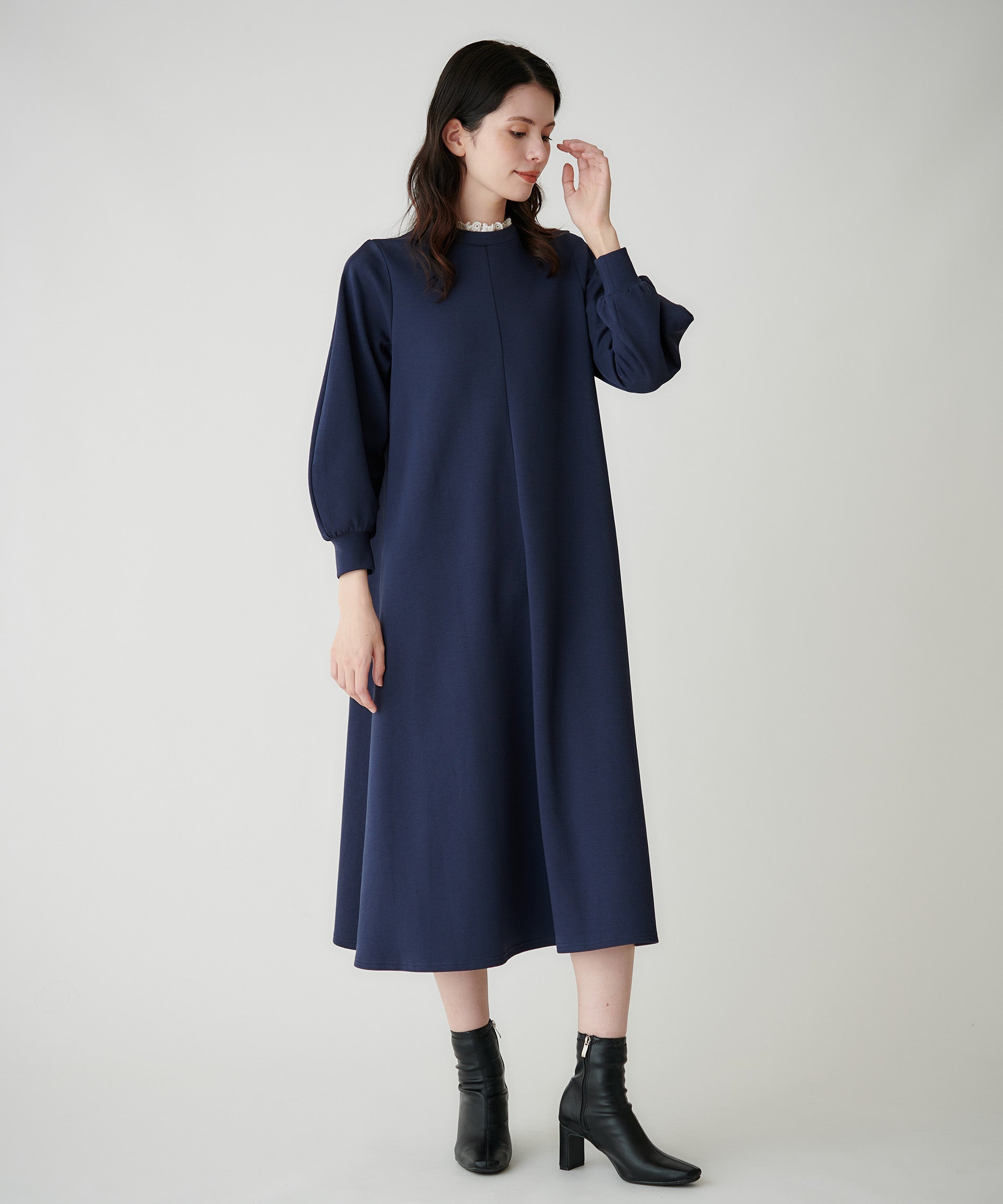 2WAY配色レース衿ポンチワンピース – FACE SANS FARD