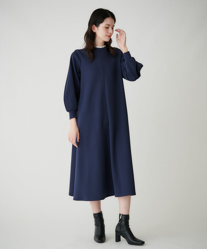 2WAY配色レース衿ポンチワンピース