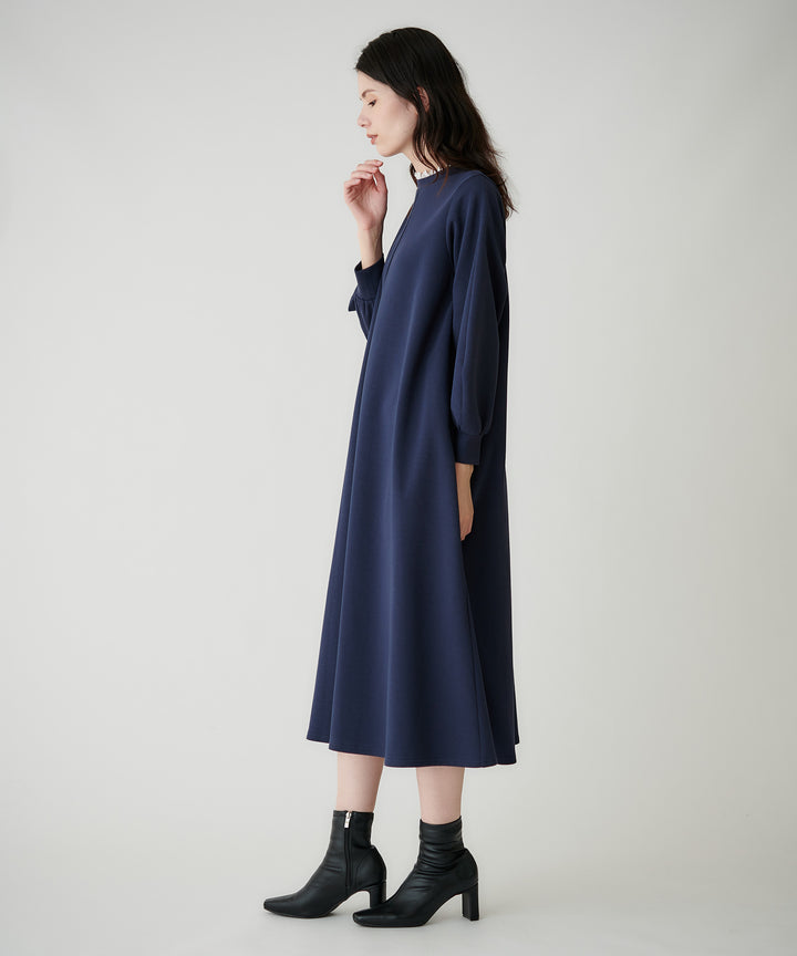 2WAY配色レース衿ポンチワンピース