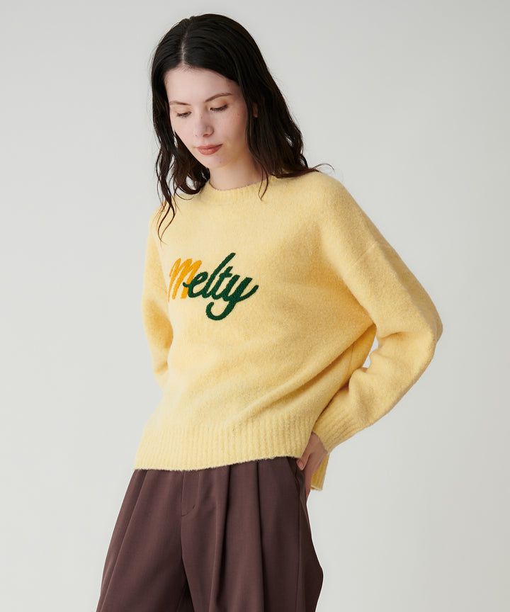 ウール混ブークレフリースニット