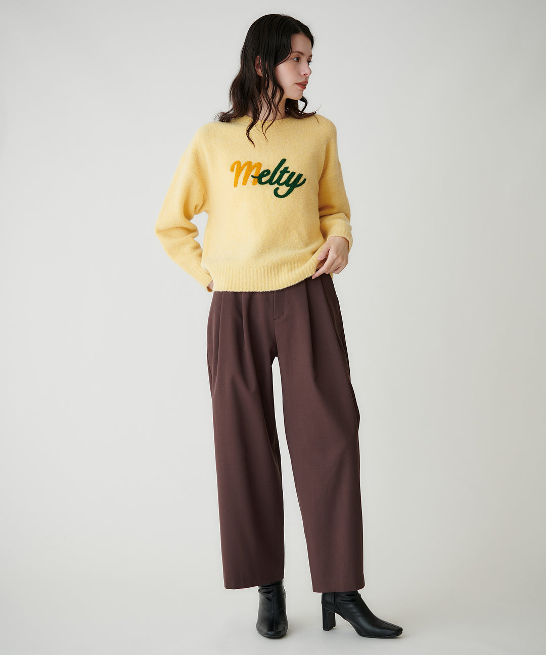 梳毛調シック&シンワイドテーパードパンツ