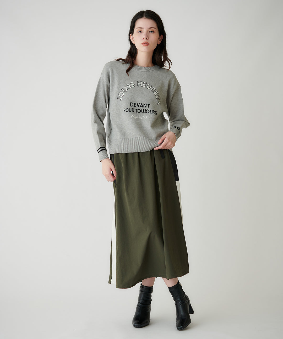 タフタ裏毛サイドラインバルーンスカート