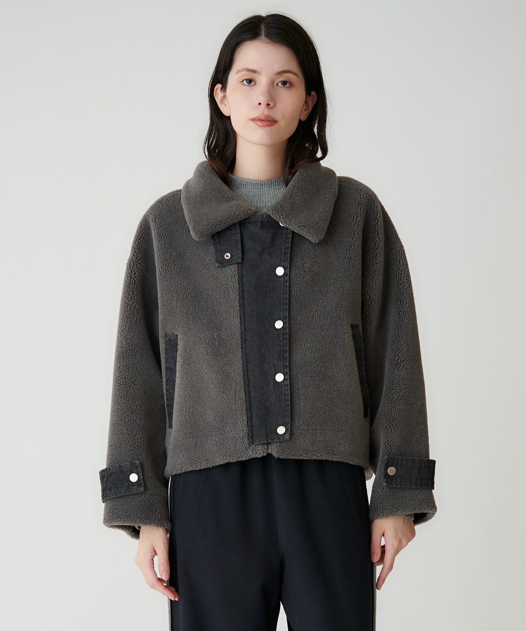 フェイクムートン×デニムドッキングブルゾン