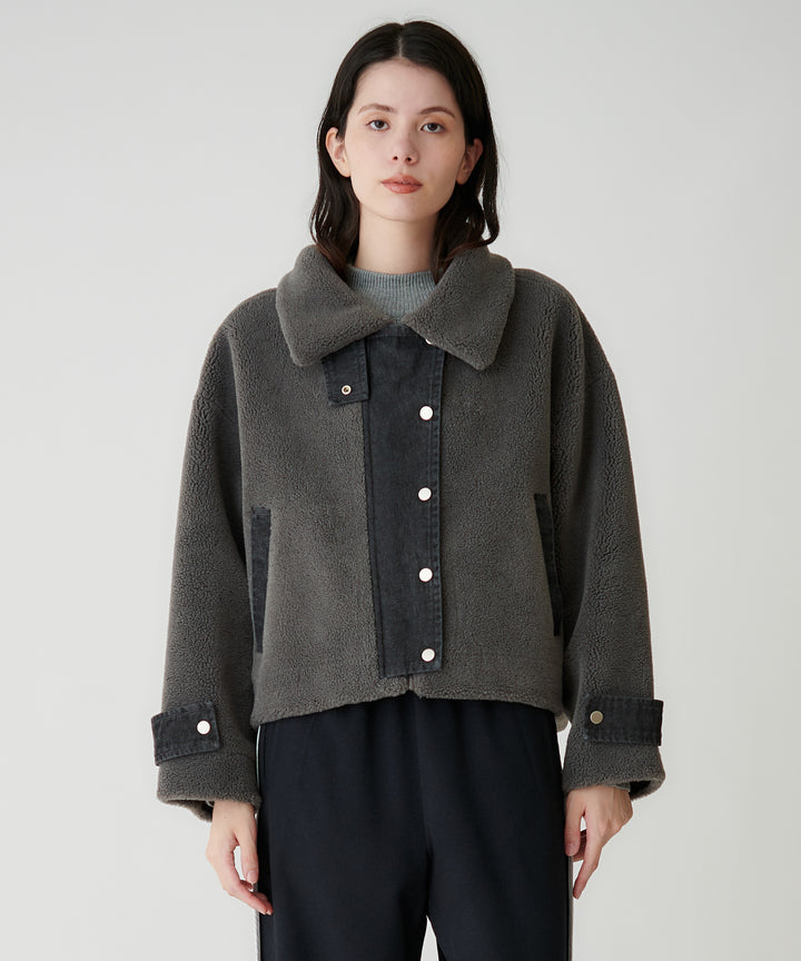 フェイクムートン×デニムドッキングブルゾン