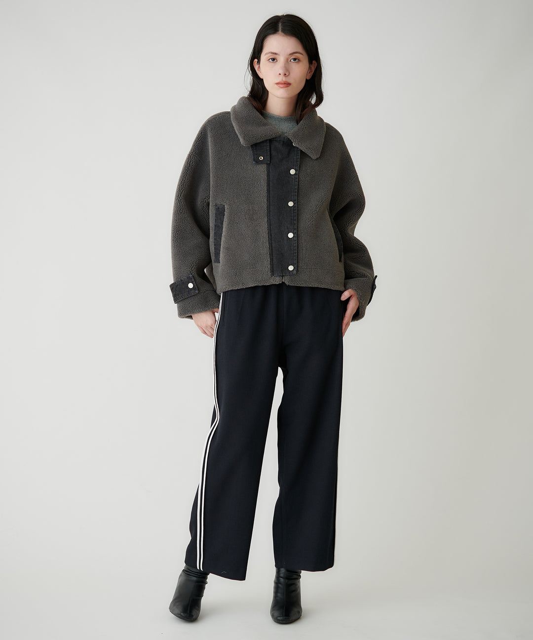 フェイクムートン×デニムドッキングブルゾン