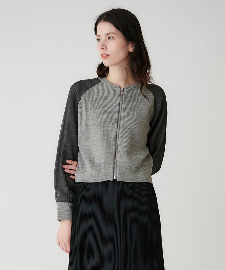 ジップデザインニットトップス
