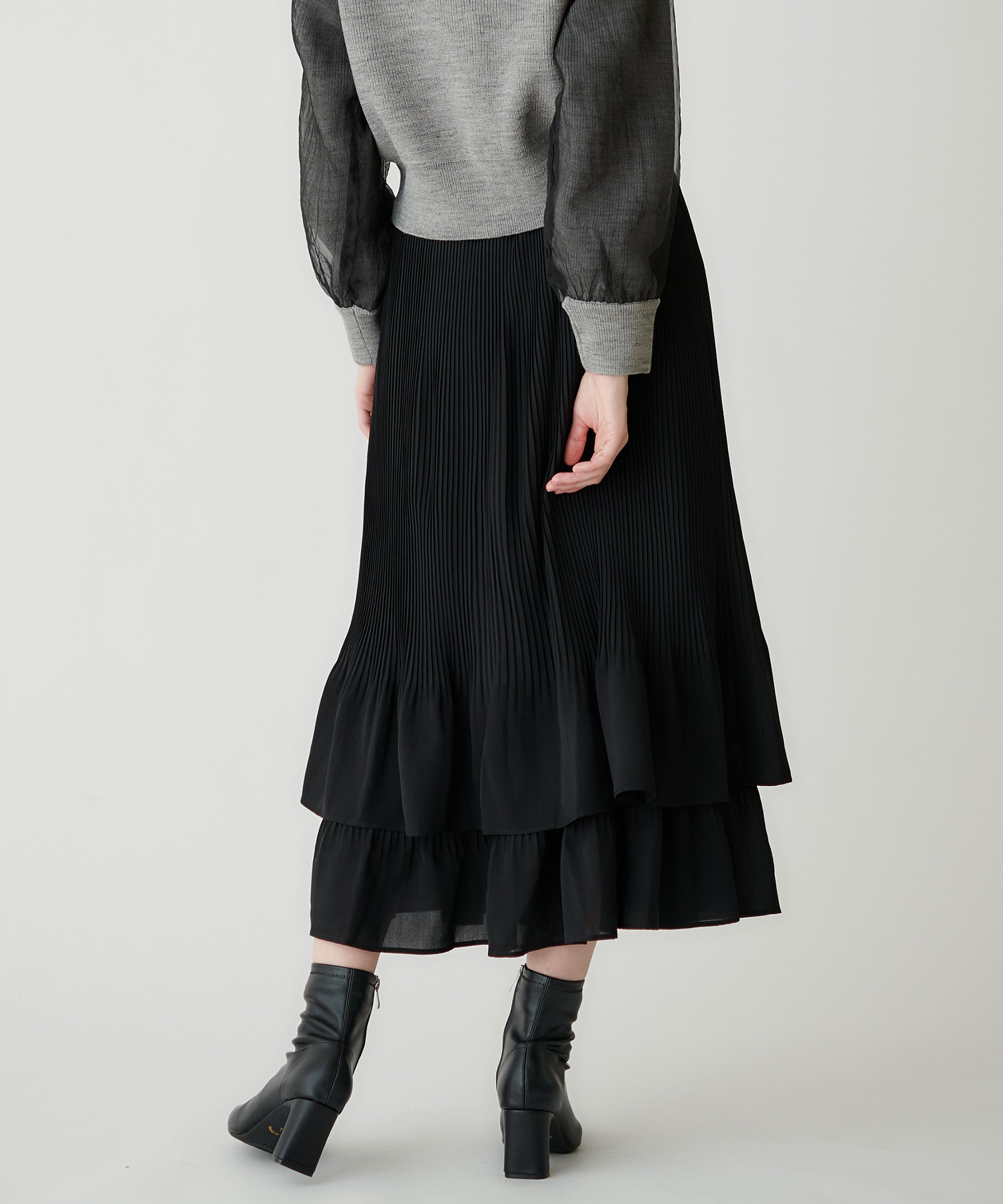 ジョーゼット細プリーツティアードスカート – FACE SANS FARD