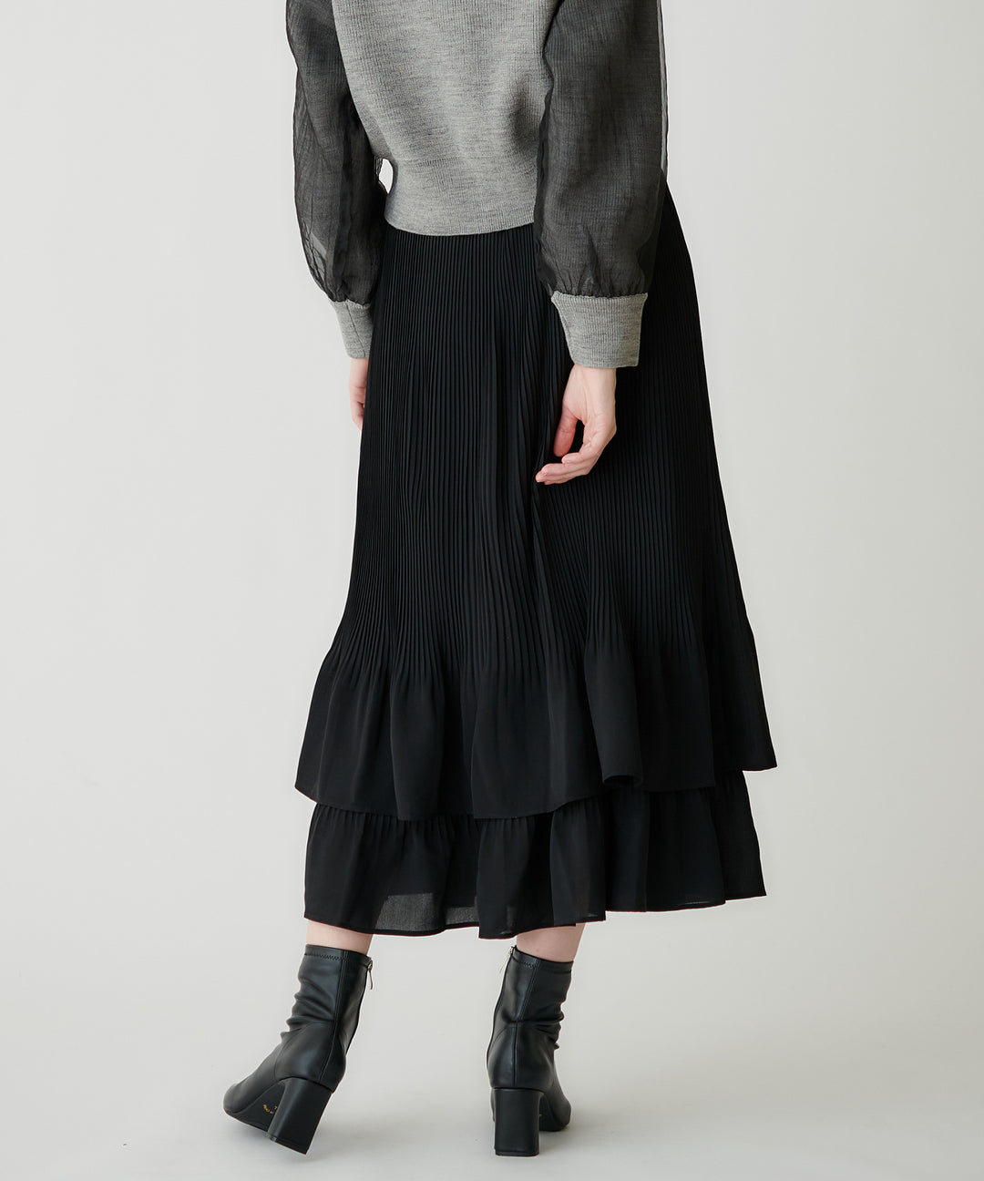 ジョーゼット細プリーツティアードスカート