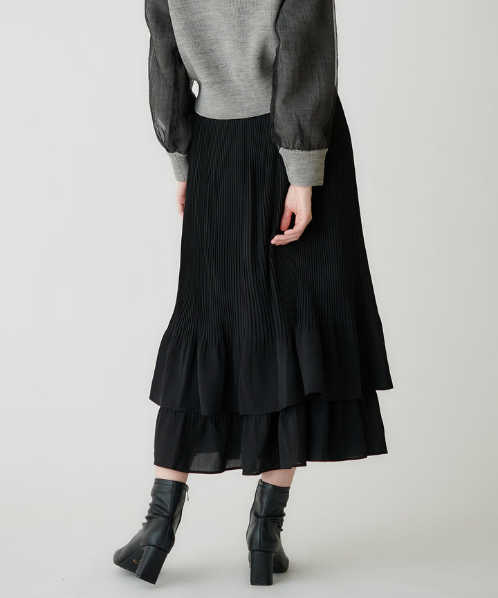 ジョーゼット細プリーツティアードスカート