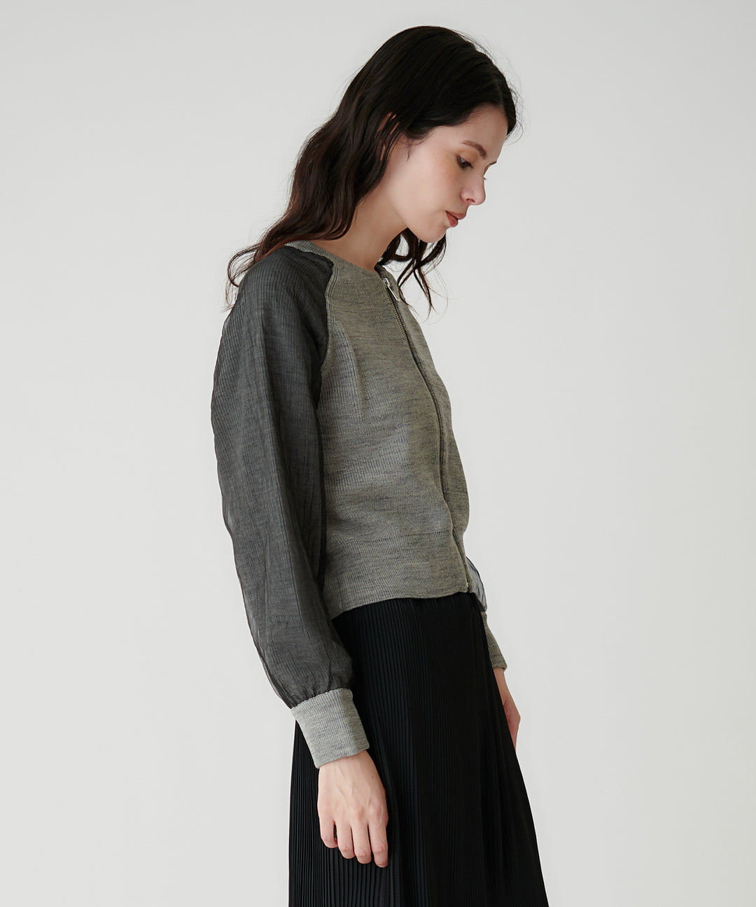 ジップデザインニットトップス
