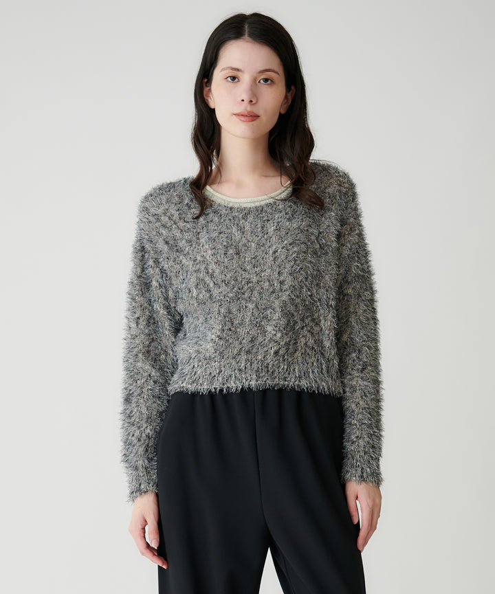 フェザーヤーンバックリボンニット