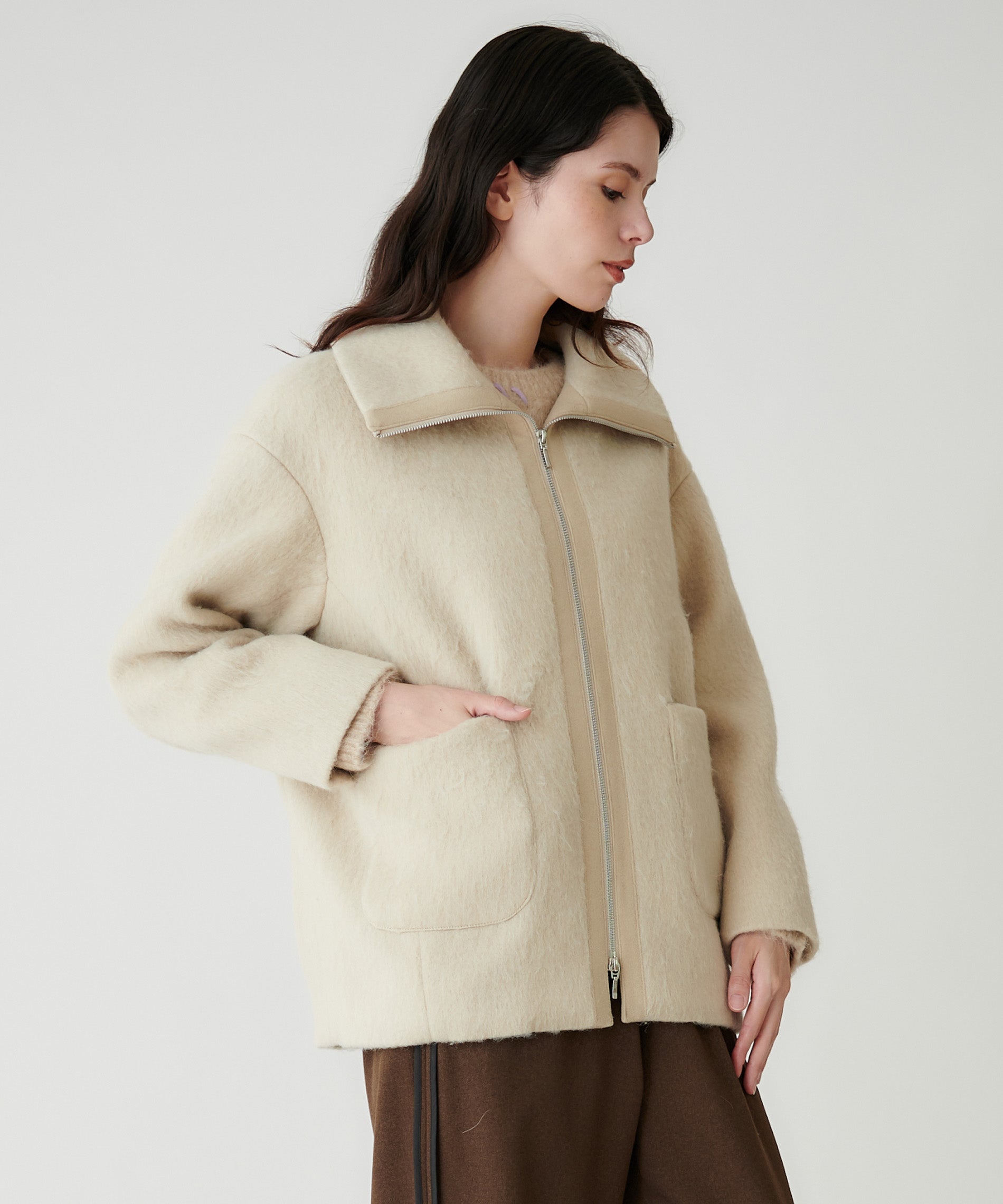 2WAYカラーミドル丈シャギーコート – FACE SANS FARD