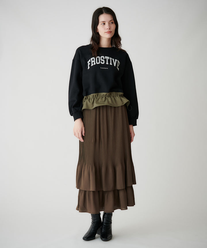 ジョーゼット細プリーツティアードスカート