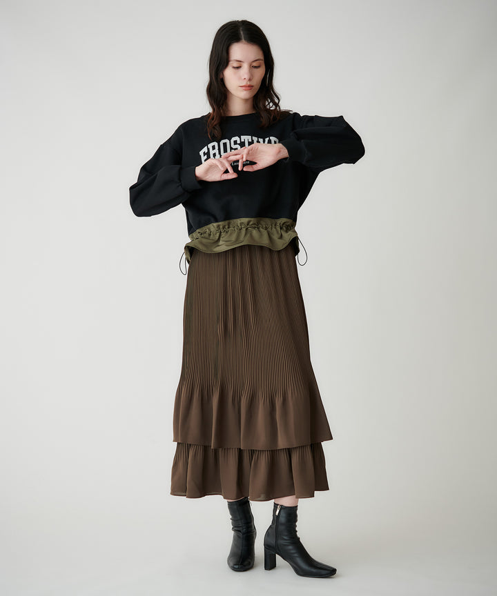 ジョーゼット細プリーツティアードスカート