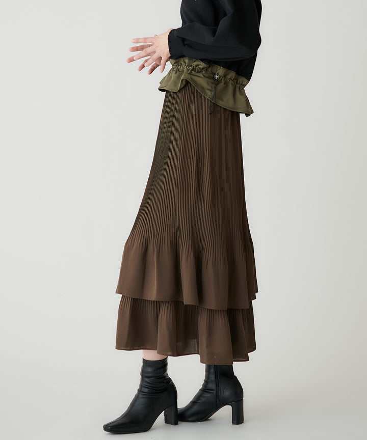 ジョーゼット細プリーツティアードスカート