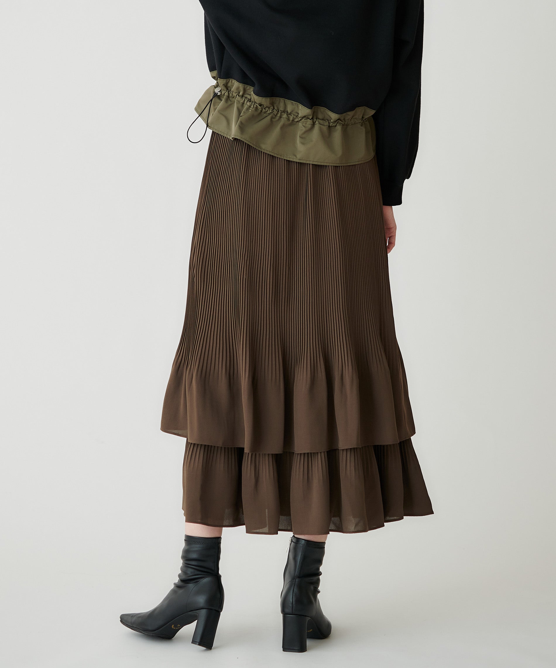 ジョーゼット細プリーツティアードスカート – FACE SANS FARD