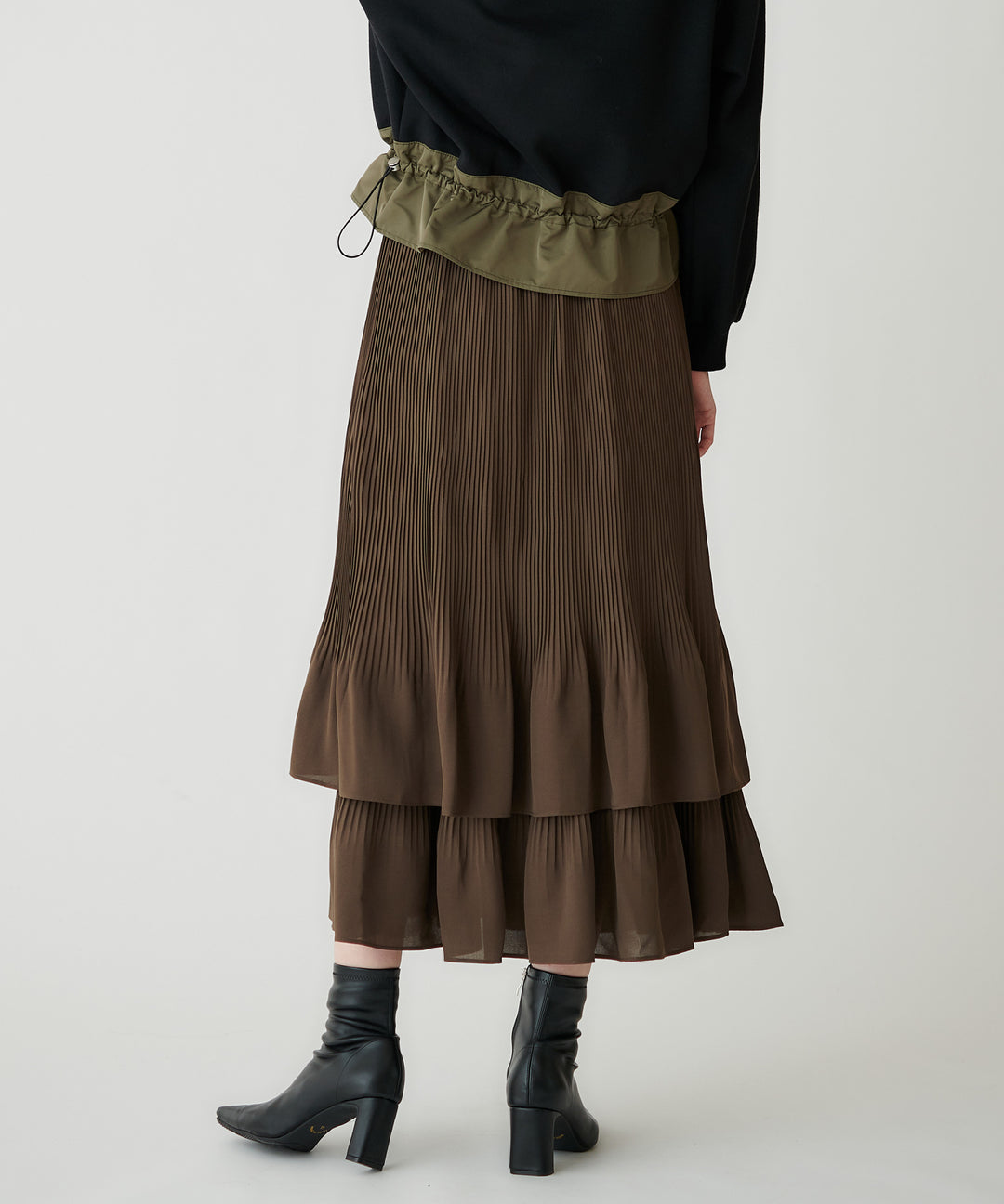 ジョーゼット細プリーツティアードスカート