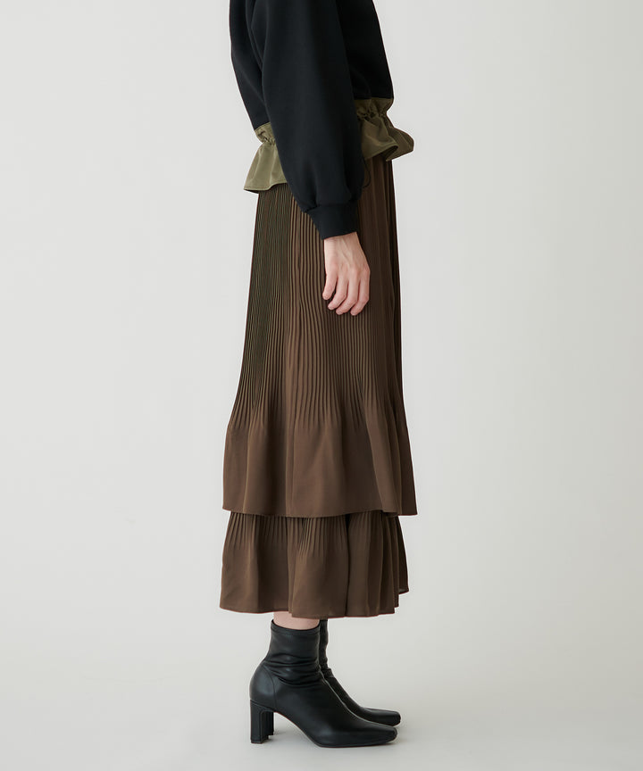 ジョーゼット細プリーツティアードスカート