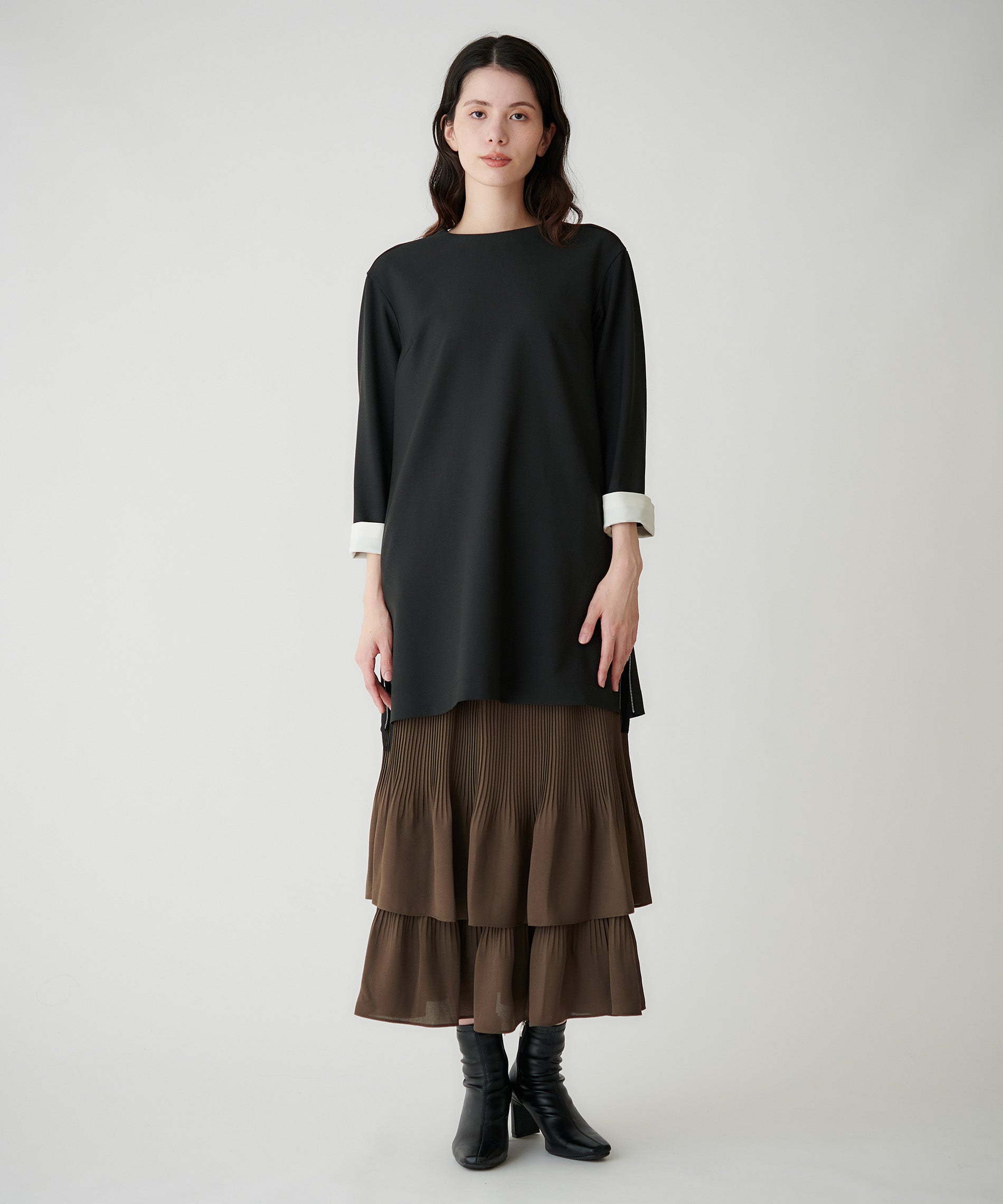 【最終値下げ】新品未使用★archivio 黒 プリーツスカート 40サイズ アーバンリサーチ URBAN RESEARCH プリーツティアードスカート