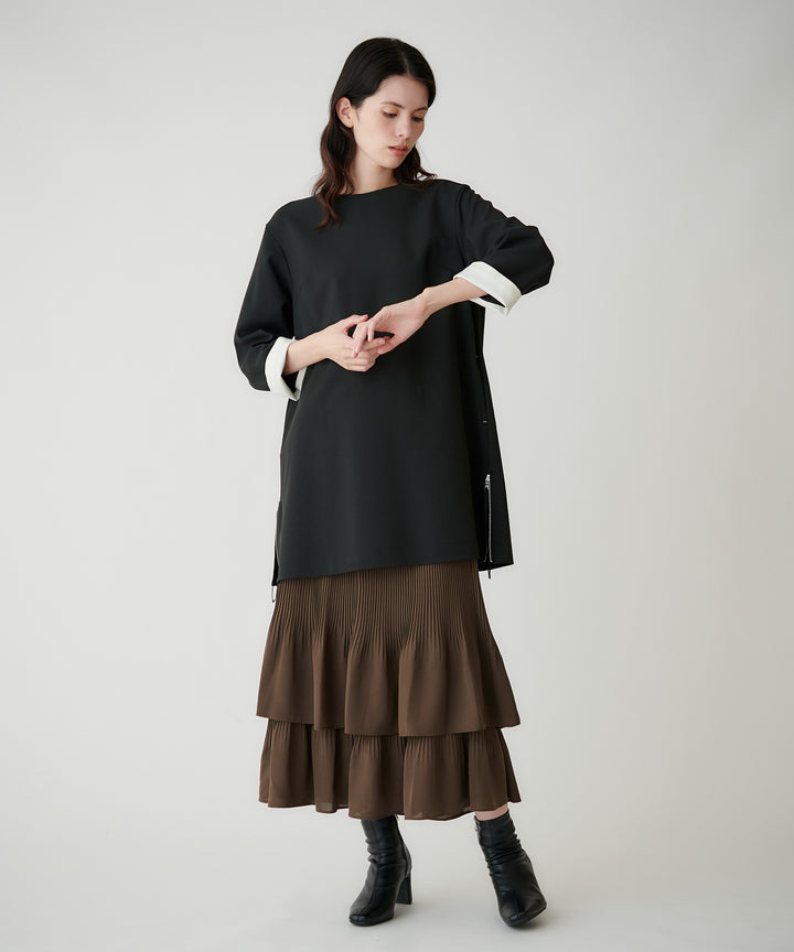 梳毛調シック&シンロングブラウス