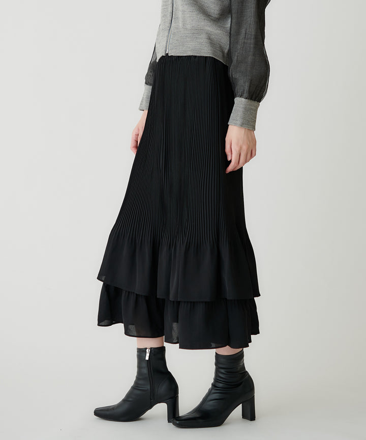 ジョーゼット細プリーツティアードスカート