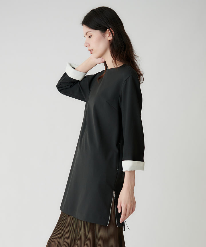 梳毛調シック&シンロングブラウス
