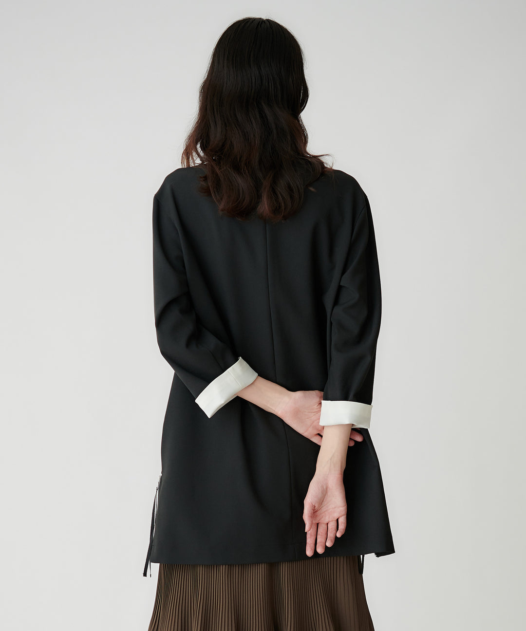 梳毛調シック&シンロングブラウス