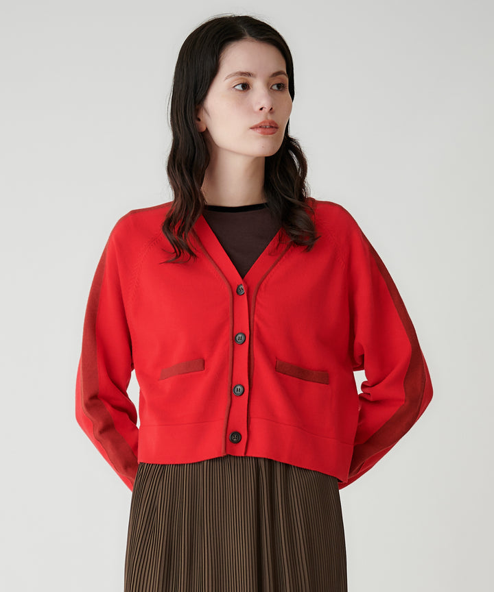 配色ラインVネックカーディガン