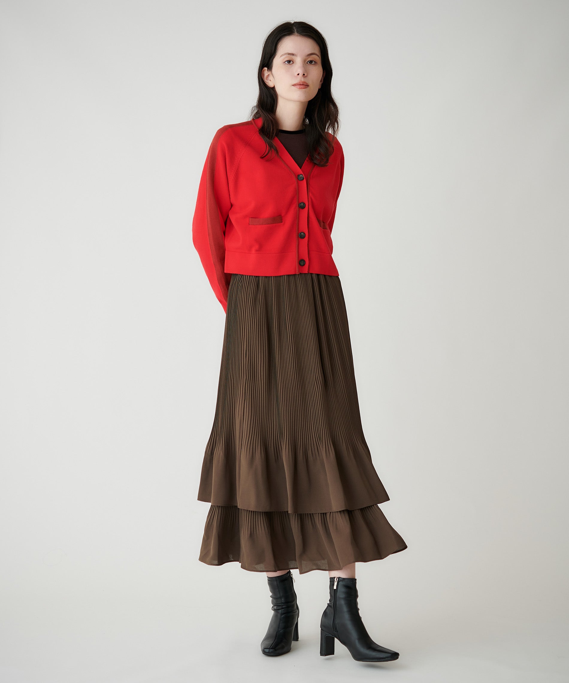 ジョーゼット細プリーツティアードスカート – FACE SANS FARD