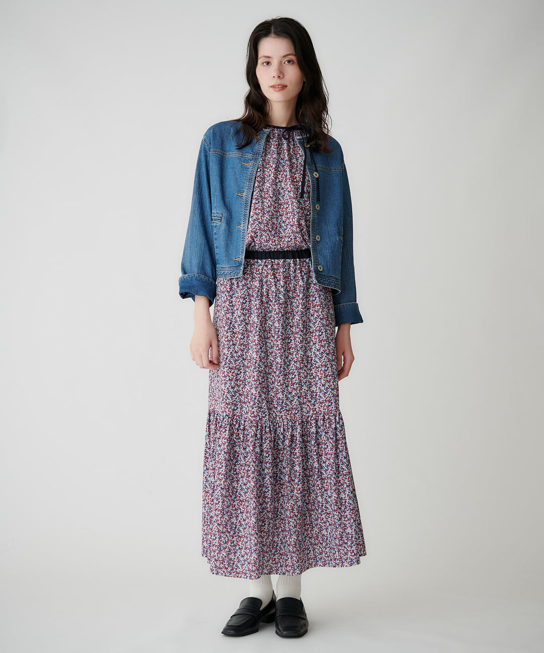 フラワープリントティアードスカート