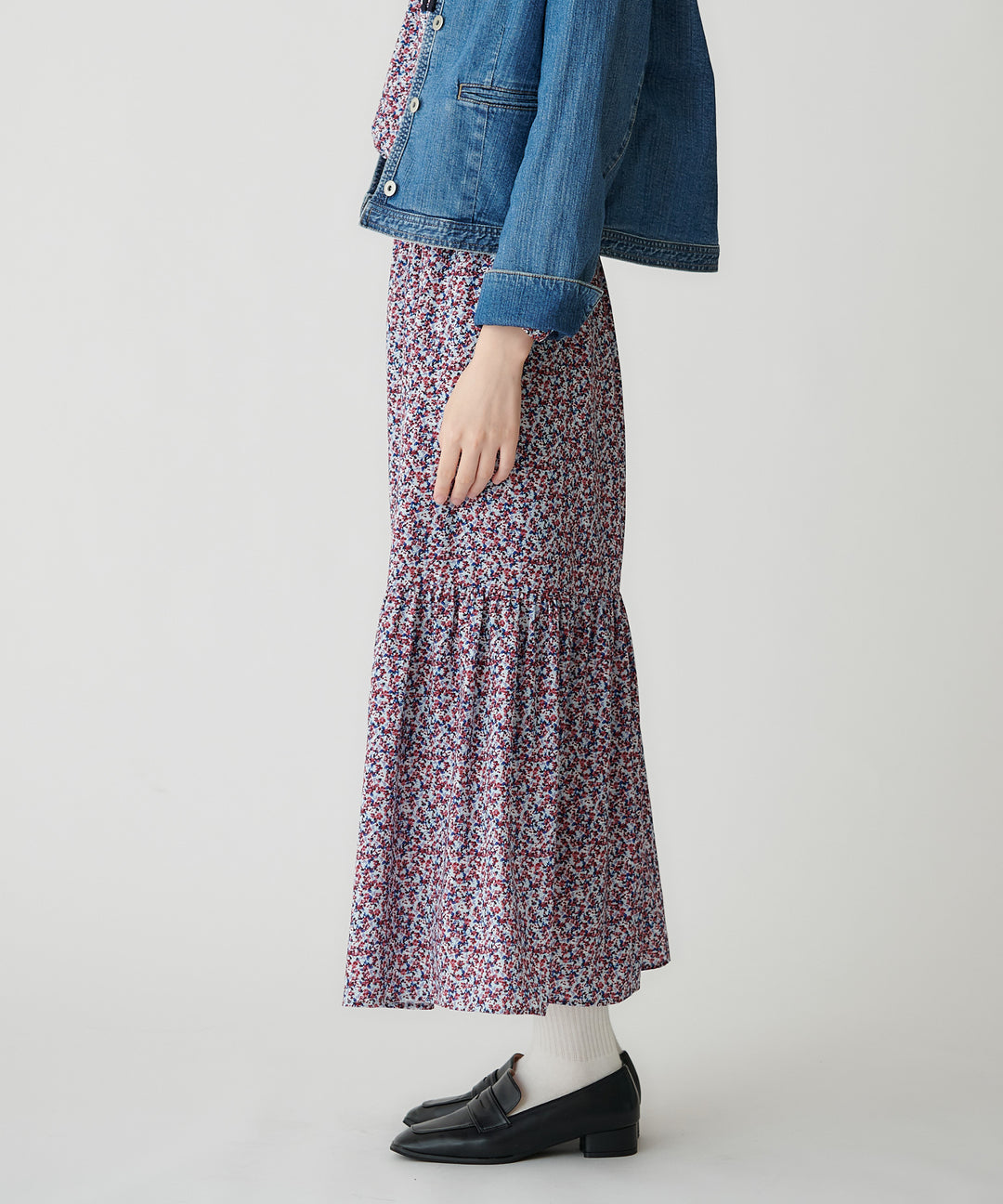 フラワープリントティアードスカート