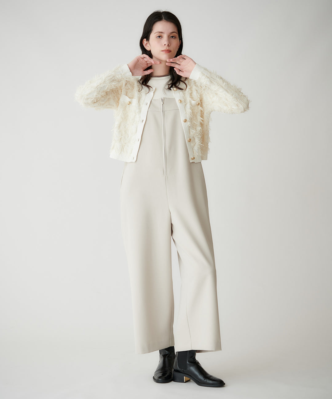 ベロアトリム裏起毛フライストップス