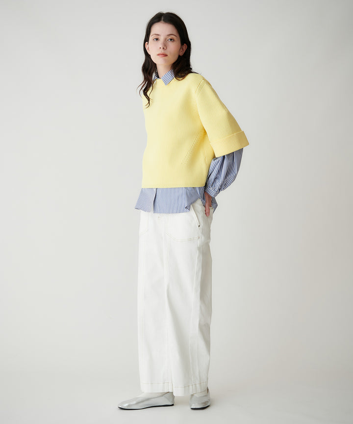 ボリューム袖ストライプシャツ