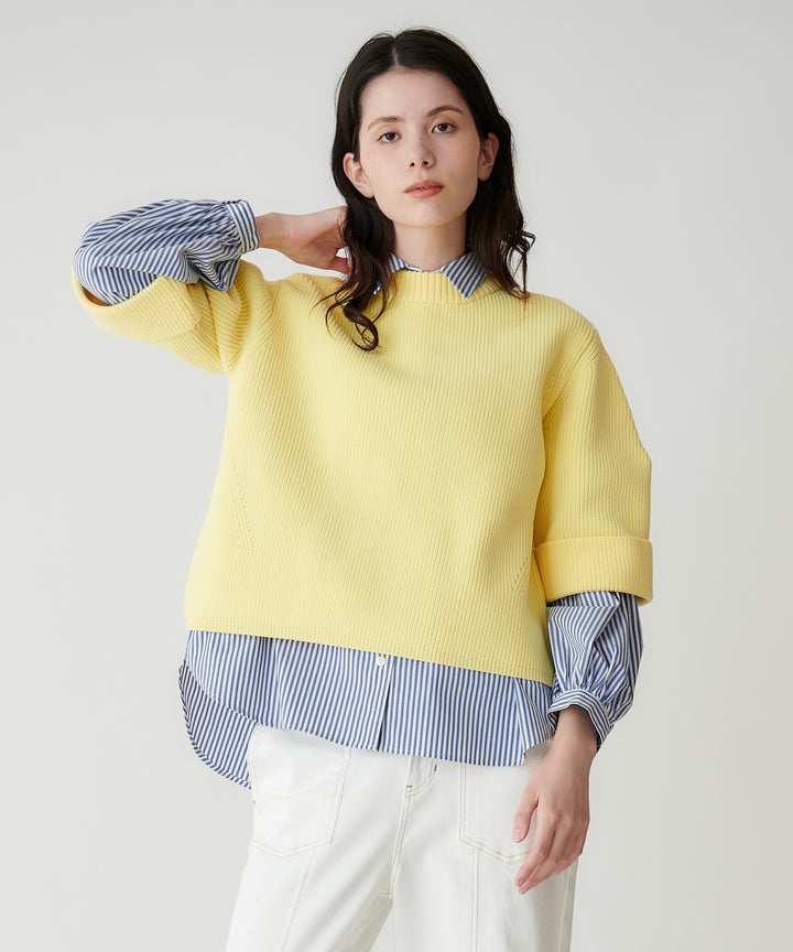 ボリューム袖ストライプシャツ