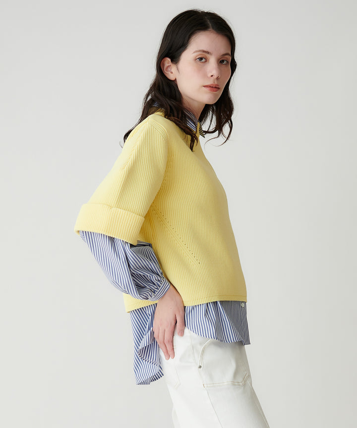 ボリューム袖ストライプシャツ