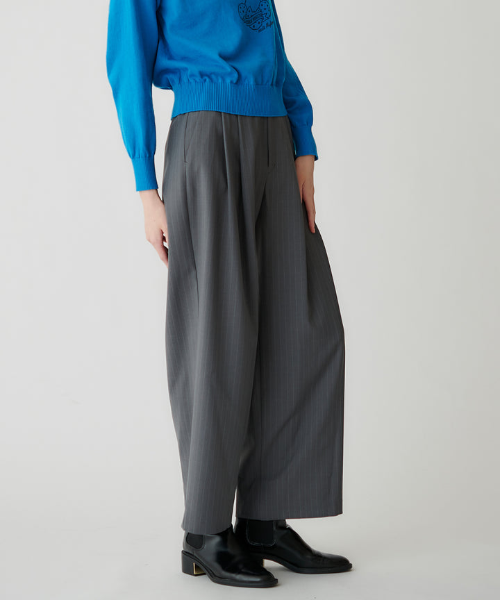 梳毛調シック&シンワイドテーパードパンツ