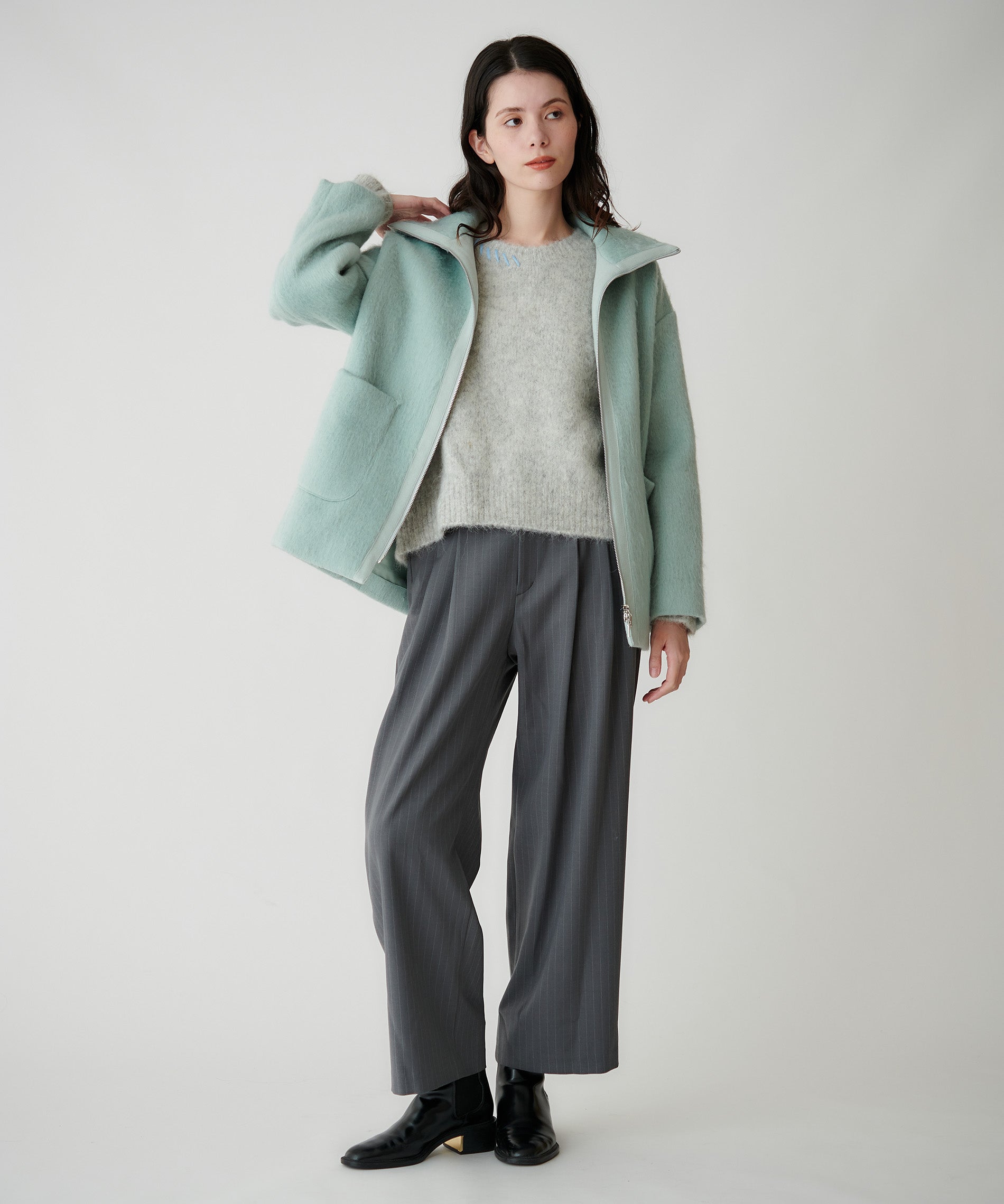 2WAYカラーミドル丈シャギーコート – FACE SANS FARD