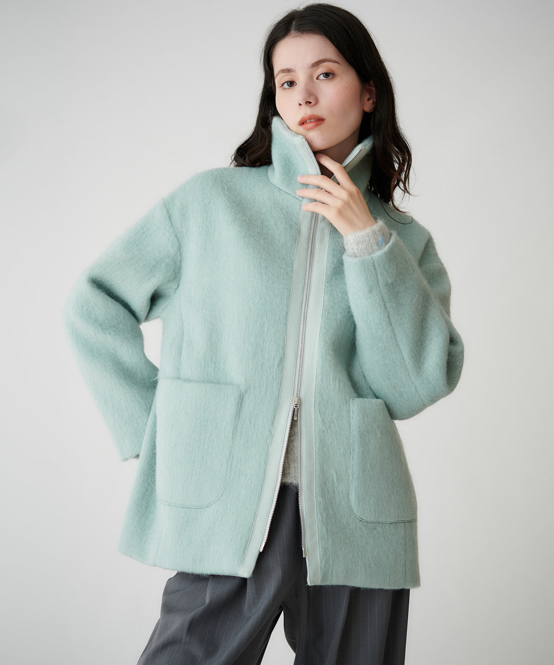 2WAYカラーミドル丈シャギーコート