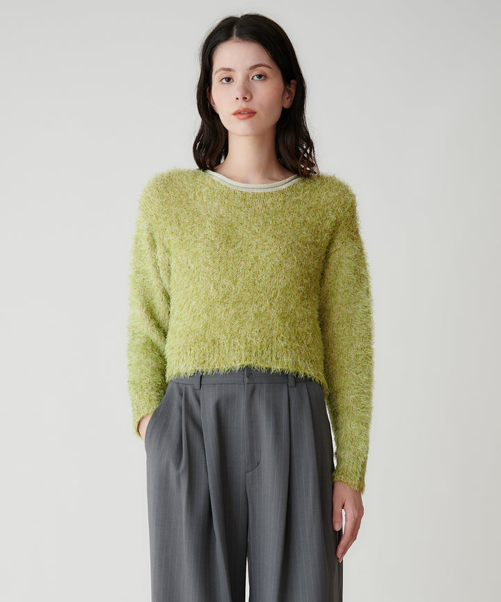 フェザーヤーンバックリボンニット