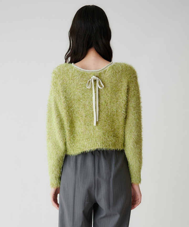 フェザーヤーンバックリボンニット