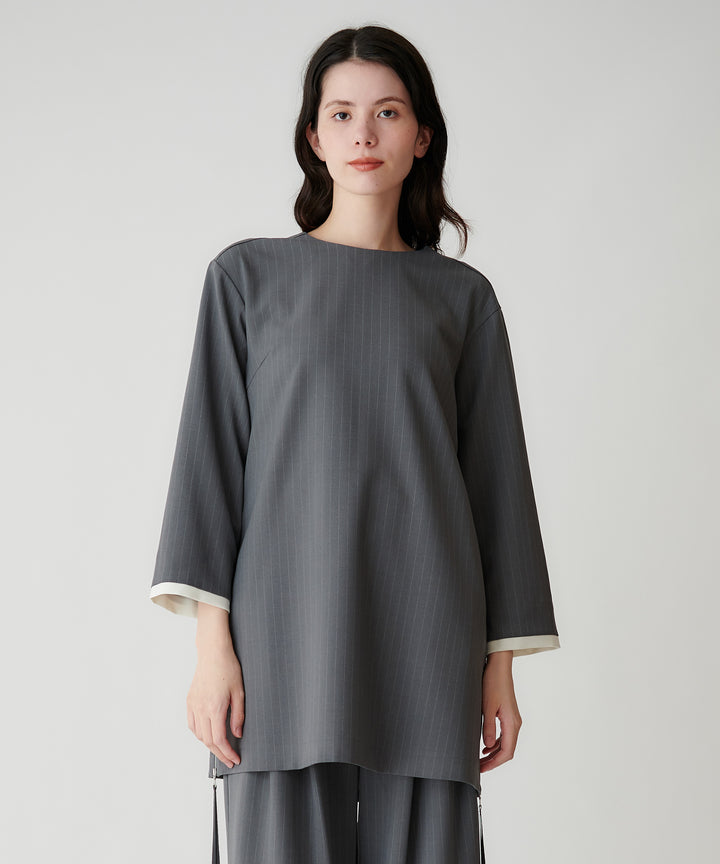 モデル　H：173cm / 38 / グレーストライプ