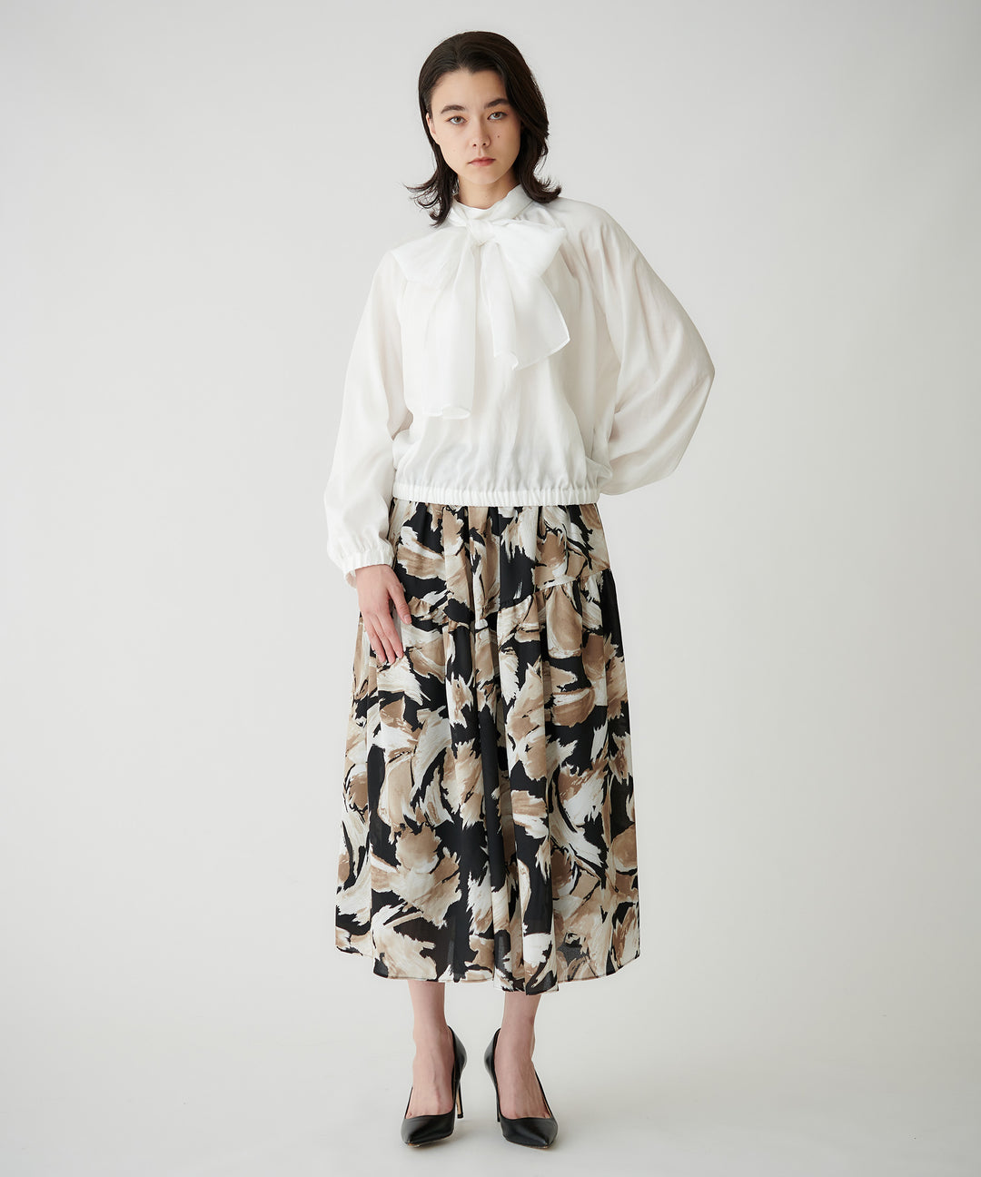 プリントティアードスカート