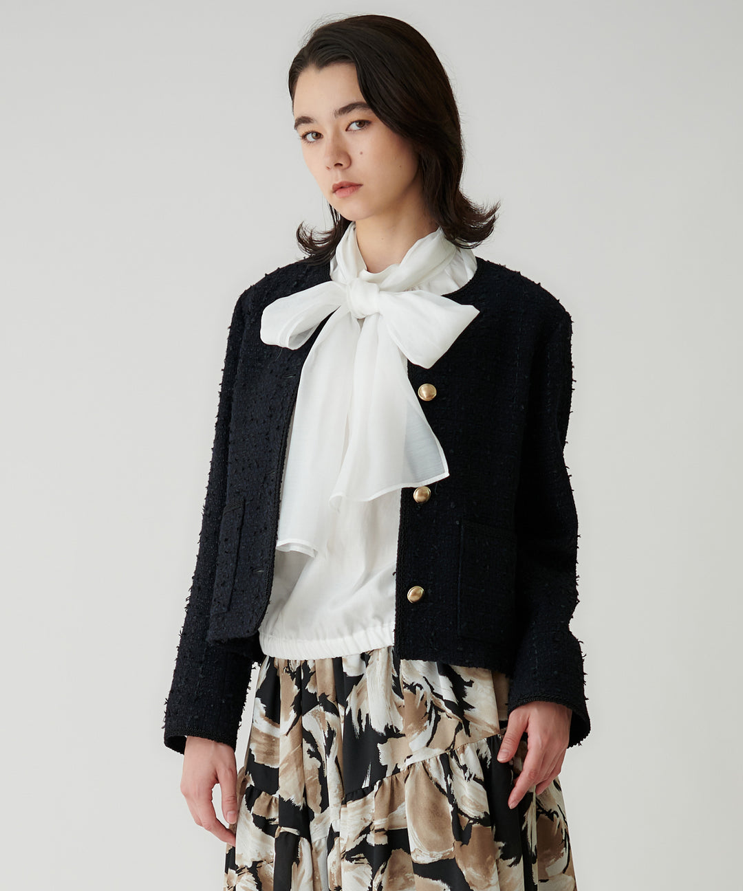 BEATRICEオリジナルツイードノーカラージャケット