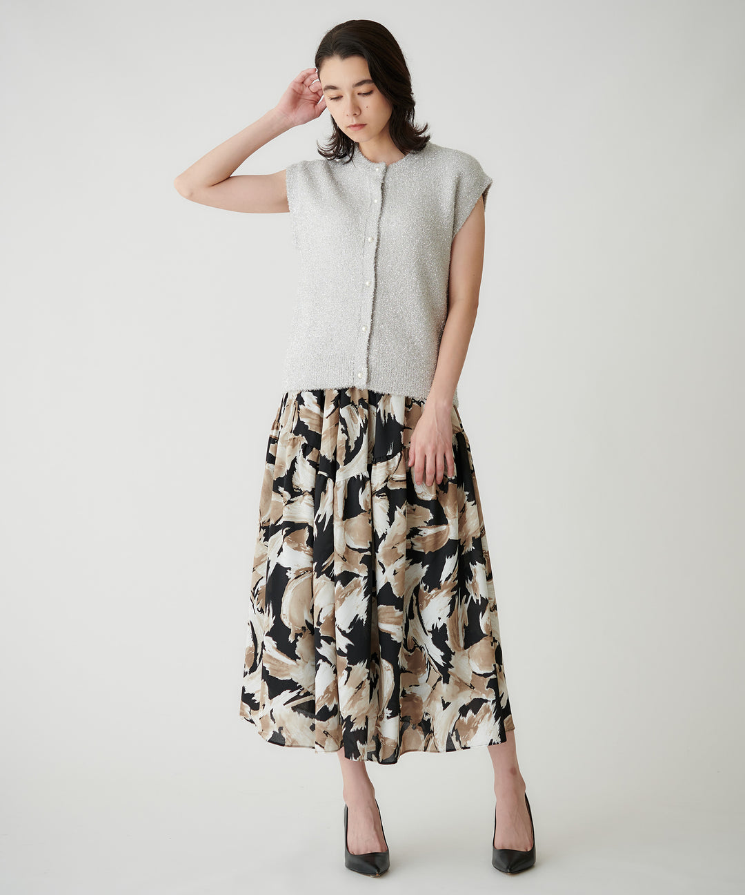 プリントティアードスカート