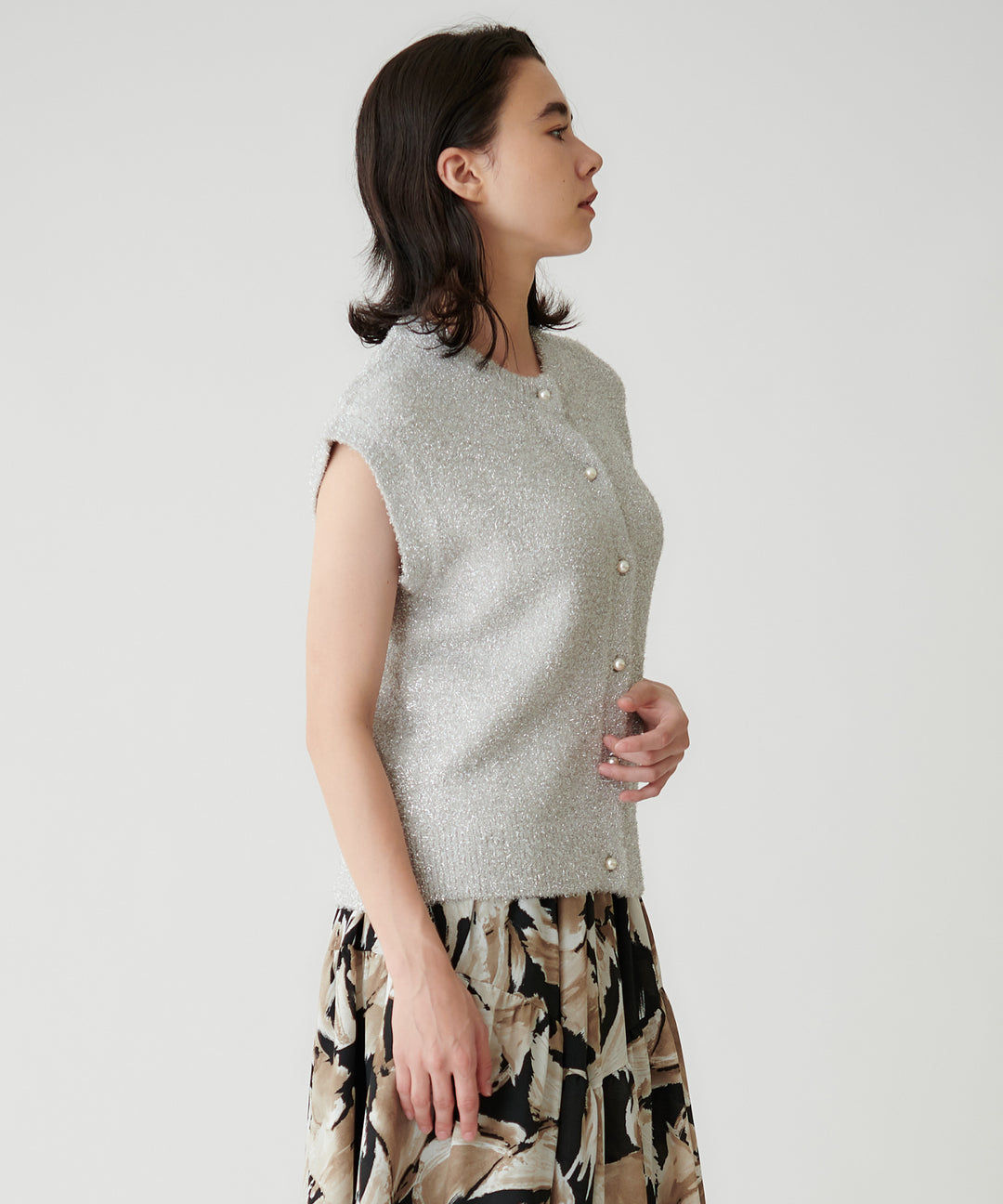 パールボタンラメニットベスト