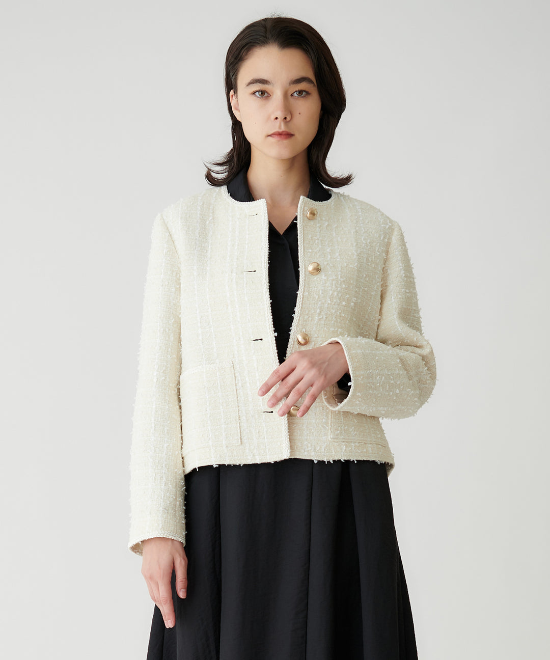 BEATRICEオリジナルツイードノーカラージャケット