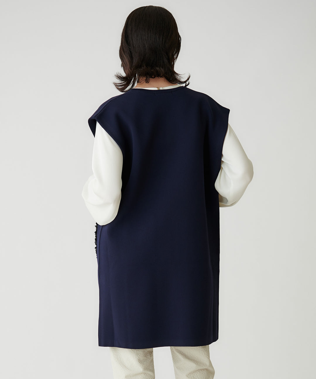 フラワーモチーフポケットニットジレ