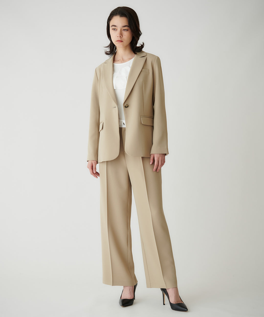 ウエストデザインワイドパンツ